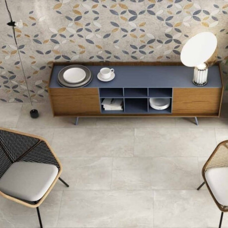 Ladrilho esmaltado para pavimento, 60 x 120 cm, cinzento claro mate, retificado, A4H83 Iroc White #1