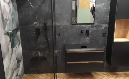 Ladrilho esmaltado para pavimento, 60 x 120 cm, preto mate, retificado, A4H85 Iroc Black