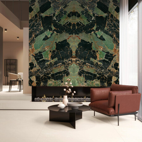 Porcelanato Bookmatch 120x280, mármore esmeralda com veios, brilho A4H850 Esmerald Paris #2