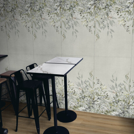 Azulejo de grés para parede 60x120 cm, cinzento com motivos florais, acabamento mate A4H918 Flower #3