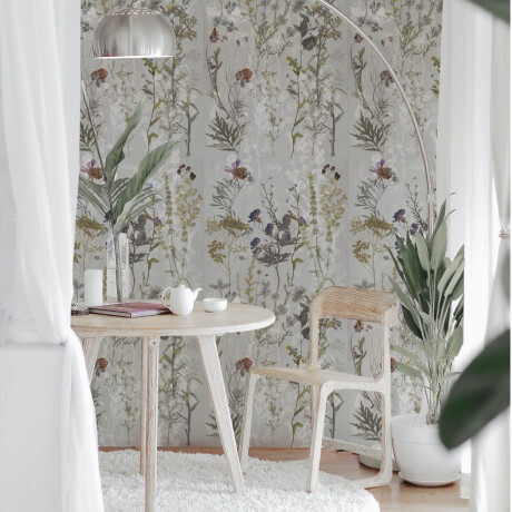 Azulejo de porcelana para parede 60x120 cm, cinzento com motivos florais, acabamento mate A4H919 Glame #3