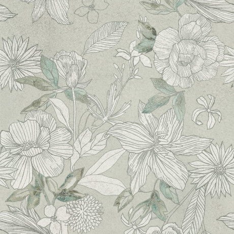 Azulejo de grés para parede 60x120 cm, cinzento com motivos florais, acabamento mate A4H923 Lirio #4