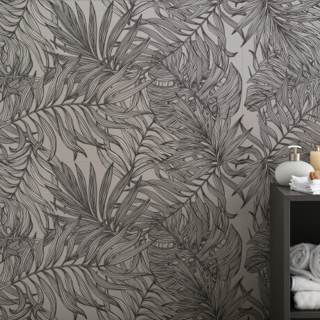 Azulejo de grés para parede 60x120 cm, cinzento, com motivos vegetais, acabamento mate A4H925 Panaria #1