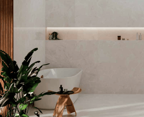 Ladrilho de grande formato 100x100, mármore com veios, brilhante, A4H941 Saffire Cream