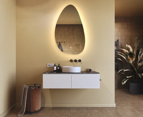 Espelho irregular com iluminação, 64×104 cm, bicolor, interruptor touch, tapete aquecedor #9