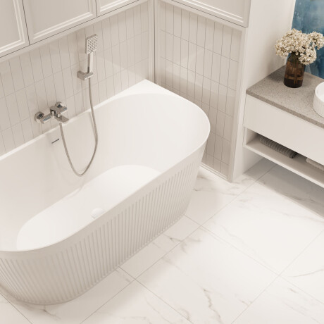 Banheira Glamour 170 cm canelada de instalação livre, completa com sifão e rolha/dreno em branco #1