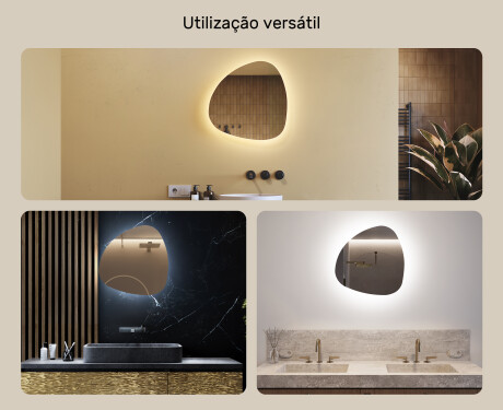 Espelho de Banheiro com LED em Formato Irregular 54x54cm com luz LED fria de 7000K, luz quente de 3000K ou luz neutra de 4500K #2