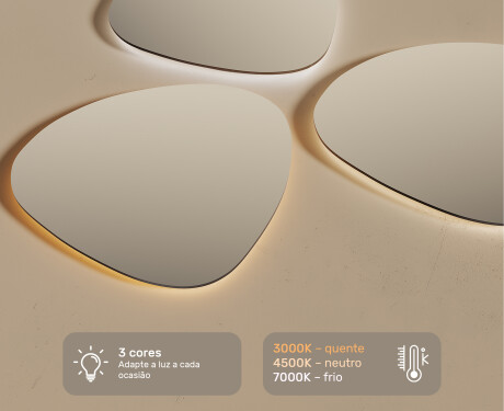 Espelho de Banheiro com LED em Formato Irregular 54x54cm com luz LED fria de 7000K, luz quente de 3000K ou luz neutra de 4500K #3