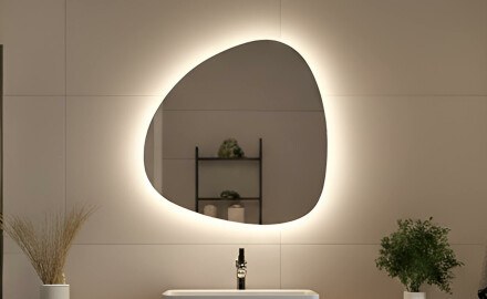 Espelho decorativo LED de formato irregular 54x54 cm com luz neutra 4500K