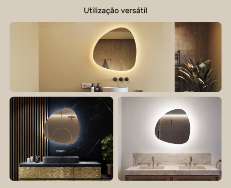 Espelho de Banheiro com LED em Formato Irregular 74x74cm com luz LED fria de 7000K, luz quente de 3000K ou luz neutra de 4500K #2