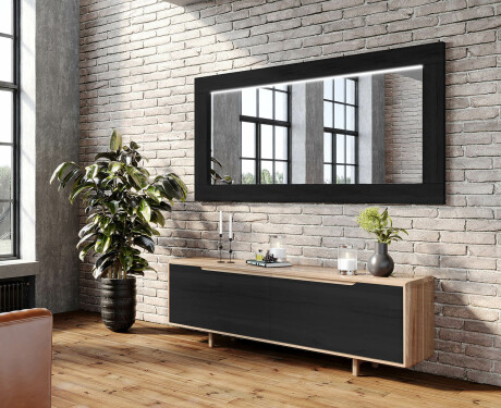 Espelho com moldura em carvalho e iluminação LED L225 #9