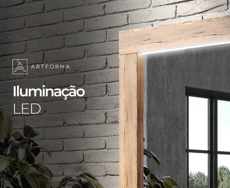 Espelho com moldura em carvalho e iluminação LED L225 #4