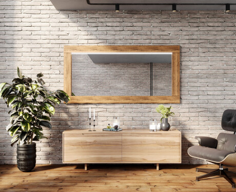 Espelho com moldura em carvalho e iluminação LED L225 #8