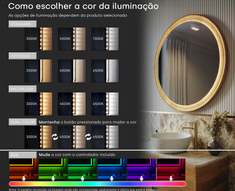 Espelho em moldura de madeira com iluminação LED #5