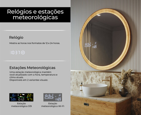 Espelho em moldura de madeira com iluminação LED #6