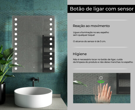 Espelho com iluminação LED L06 para casa de banho #7