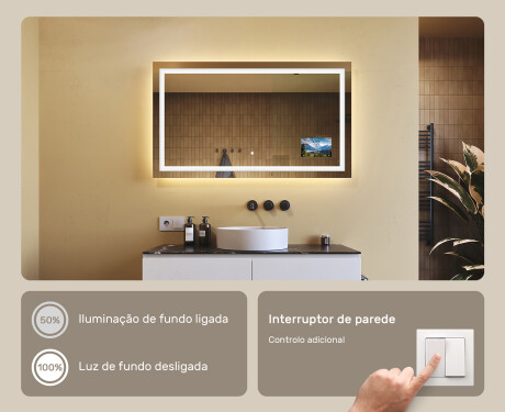 Espelho com iluminação LED L15 para casa de banho 120x80cm - SmartScreen, DualColor #6