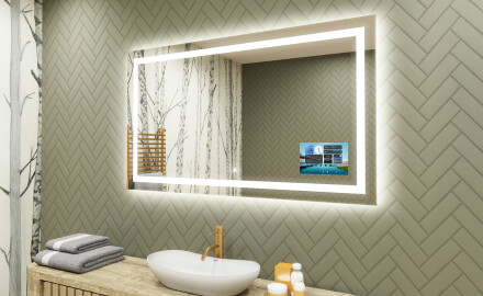 Espelho com iluminação LED L15 para casa de banho 120x80cm - SmartScreen, DualColor