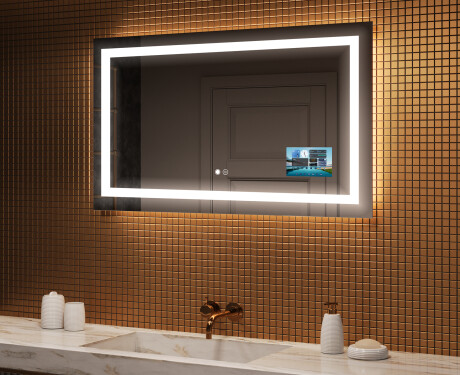 Espelho com iluminação LED L15 para casa de banho 120x80cm - SmartScreen, DualColor, Desembaciador