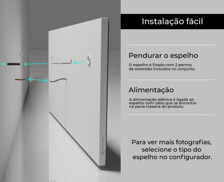 Espelho com iluminação LED L47 para casa de banho #10