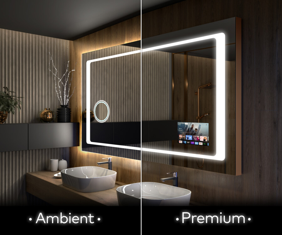Espelho de casa de banho led 160×80cm + bluetooth