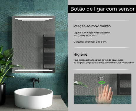 Espelho com iluminação LED L75 para casa de banho #7