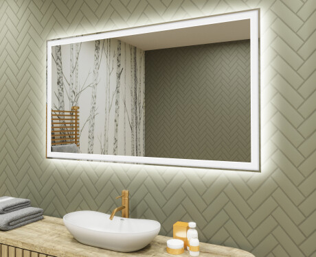 Espelho com iluminação LED para casa de banho 120x70cm com luz LED fria de 7000K, luz quente de 3000K ou luz neutra de 4500K