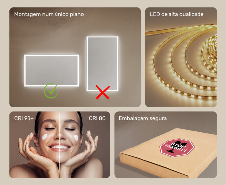 Espelho com iluminação LED para casa de banho 120x70cm com luz LED fria de 7000K, luz quente de 3000K ou luz neutra de 4500K #5