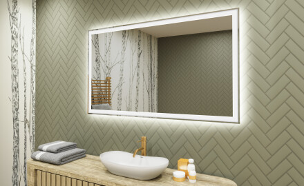 Espelho com iluminação LED para casa de banho 120x70cm com luz LED fria de 7000K, luz quente de 3000K ou luz neutra de 4500K