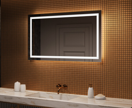 Espelho com iluminação LED para casa de banho 120x70cm com luz LED fria de 7000K, luz quente de 3000K ou luz neutra de 4500K