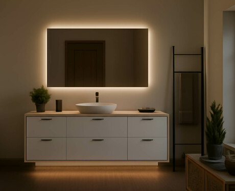 Espelho com iluminação LED para casa de banho 120x70cm com luz LED fria de 7000K, luz quente de 3000K ou luz neutra de 4500K