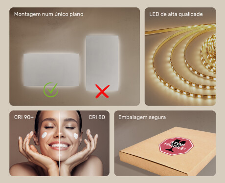 Espelho com iluminação LED para casa de banho 120x70cm com luz LED fria de 7000K, luz quente de 3000K ou luz neutra de 4500K #5