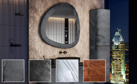 Espelho irregular com moldura de pedra natural L296