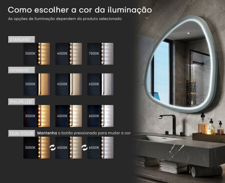 Espelho LED irregular com moldura em MDF com acabamento brilhante L308 #5