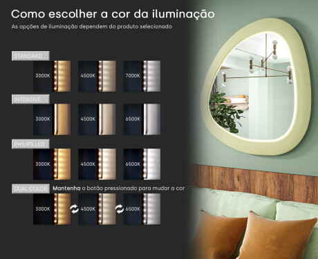 Espelho LED com forma irregular e moldura em MDF lacado L308 #5