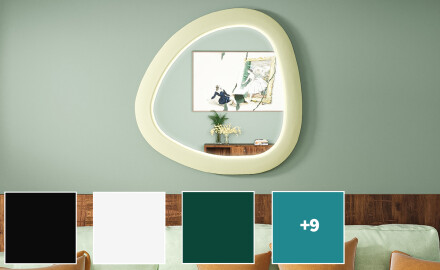 Espelho LED com forma irregular e moldura em MDF lacado L308