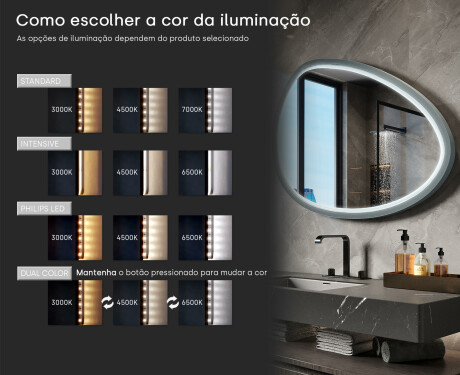 Espelho LED assimétrico com moldura em MDF lacado L310 #5