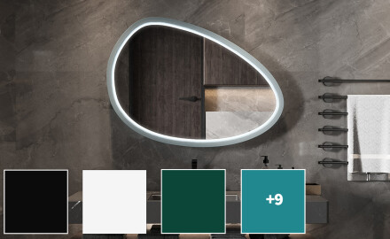 Espelho LED assimétrico com moldura em MDF lacado L310