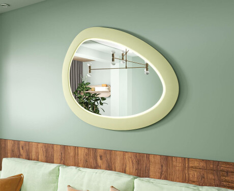 Espelho LED assimétrico com moldura em MDF L310