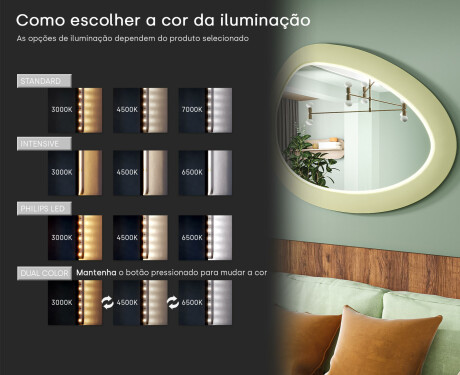 Espelho LED assimétrico com moldura em MDF L310 #5