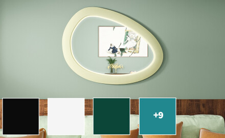 Espelho LED assimétrico com moldura em MDF L310