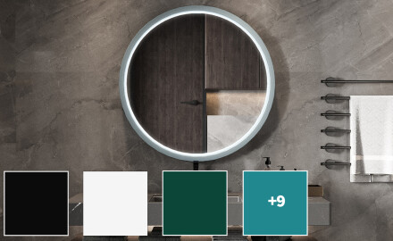 Espelho LED redondo com moldura em MDF lacado L306