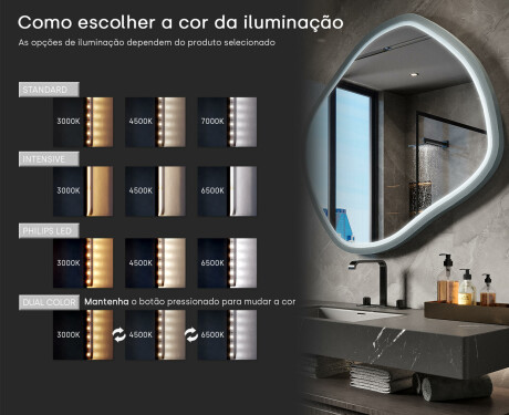 Espelho LED losangular com moldura em MDF lacado L309 #5