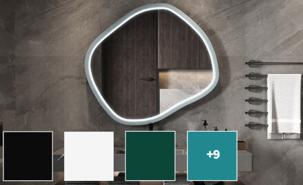 Espelho LED losangular com moldura em MDF lacado L309