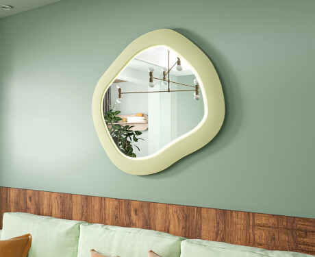 Espelho LED de designer com MDF em formato geométrico L309