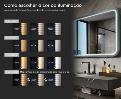 Espelho LED arredondado com moldura em MDF lacado L305 #5