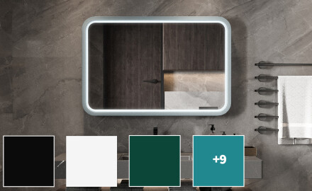 Espelho LED arredondado com moldura em MDF lacado L305