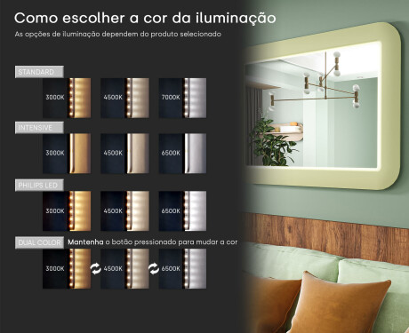 Espelho LED arredondado com moldura em MDF brilhante L305 #5