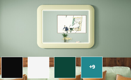 Espelho LED arredondado com moldura em MDF brilhante L305