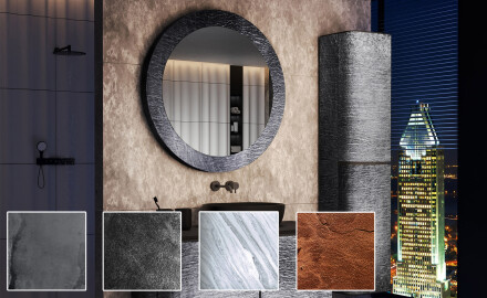 Espelho redondo com moldura de pedra L294